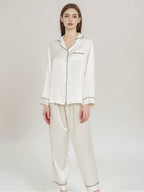 Contrast Piping Long Sleeve Pajama Set