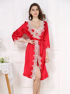 Mulberry Silk Robe and Keyhole Back Slip Dress Set