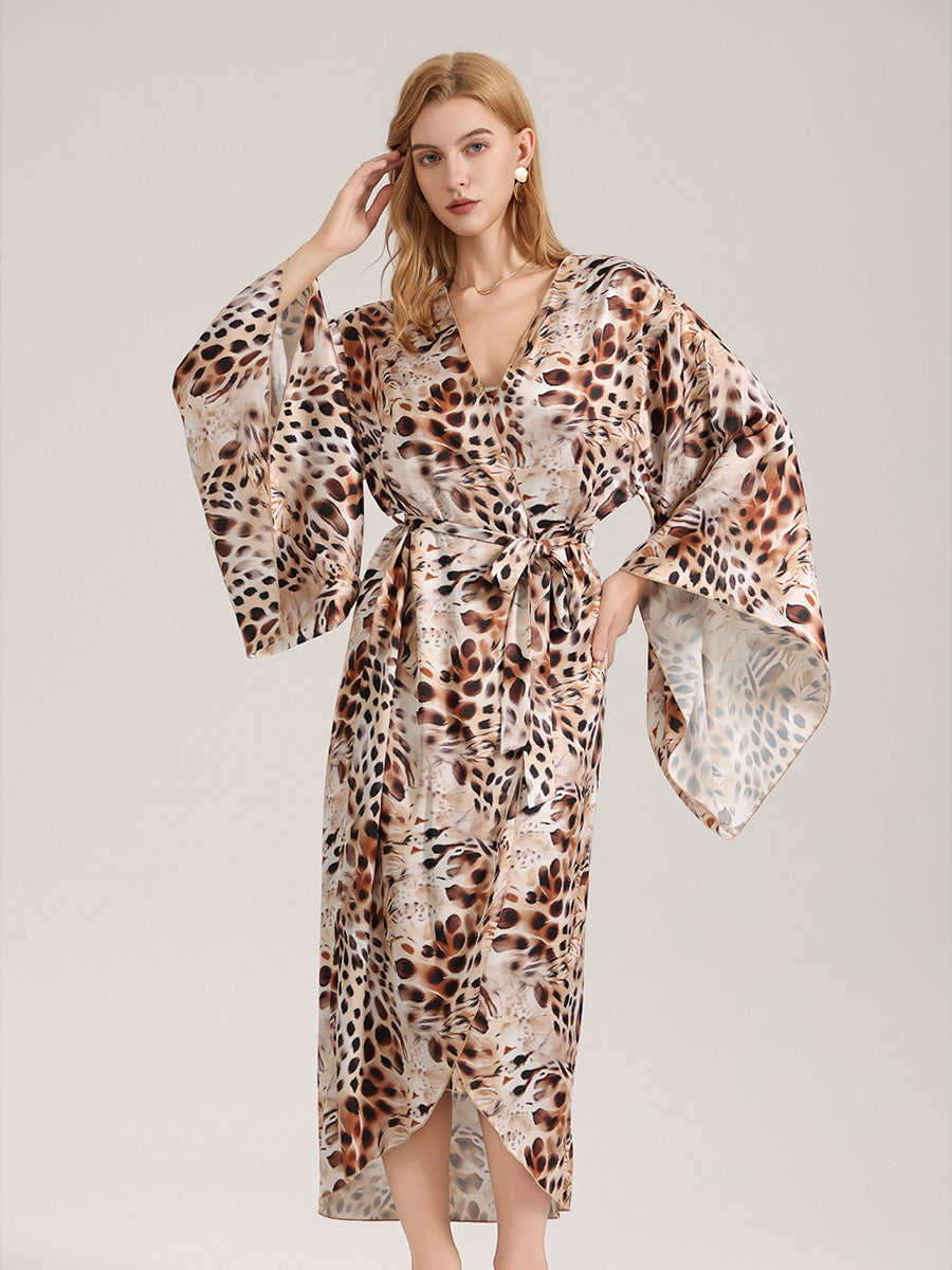 Leopard Print Satin Robe