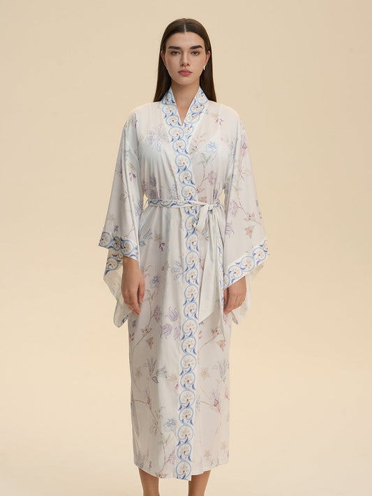 Floral Satin Kimono Robe