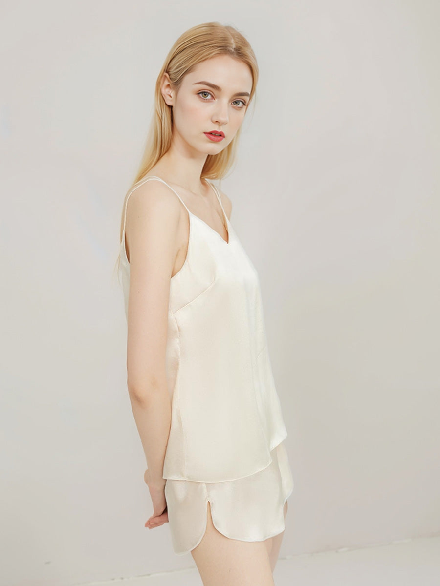 100% Mulberry Silk V-Neck Pajama Set