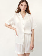 Short Sleeve Button Front Pajama Shorts Set