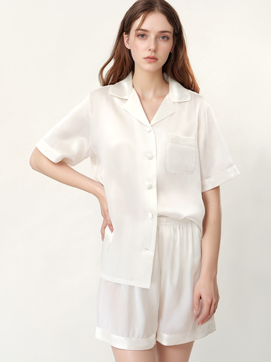 Short Sleeve Button Front Pajama Shorts Set