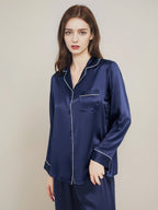 Contrast Piping Long Sleeve Pajama Set