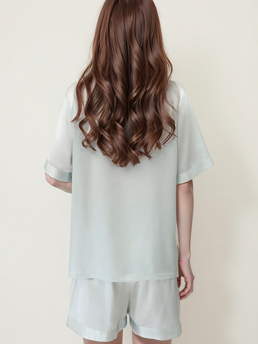 Short Sleeve Button Front Pajama Shorts Set
