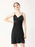 Rose Lace Mulberry Silk Robe and Slip Dress Set