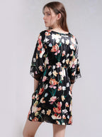 Loose Vintage Floral 100% Mulberry Silk Short Nightdress