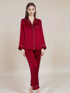Contrast Piping Long Sleeve Pajama Set