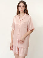 Short Sleeve Button Front Pajama Shorts Set