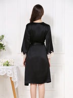 Mulberry Silk Robe and Keyhole Back Slip Dress Set