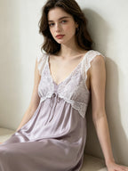 Lace Empire Waist 100% Mulberry Silk Mid-Length Nightdress