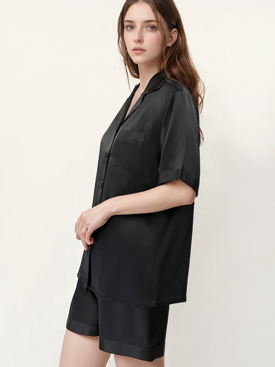 Short Sleeve Button Front Pajama Shorts Set
