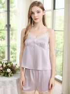 100% Mulberry Silk Cami & Shorts 2-Piece Pajama Set