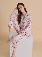 19 Momme Polka Dot Long Sleeve Silk Pajama Set
