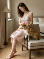 Lace Empire Waist 100% Mulberry Silk Mid-Length Nightdress
