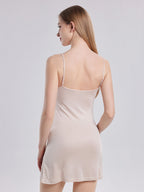 100% Pure Silk Nightgown with Built-in Pads Spaghetti Strap Sleep Dress
