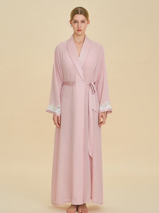 Blush Pink Chiffon Maxi Robe