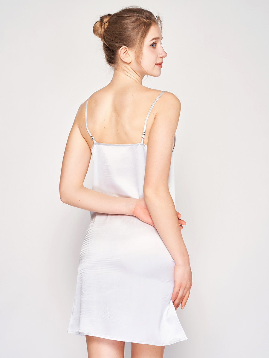 100% Mulberry Silk 19 Momme Sleeveless Side Slit Sleep Dress