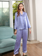 19 Momme Silk Long Sleeve Pajama Set with Contrast Piping