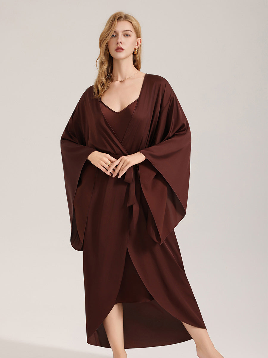 Solid Satin Kimono Robe