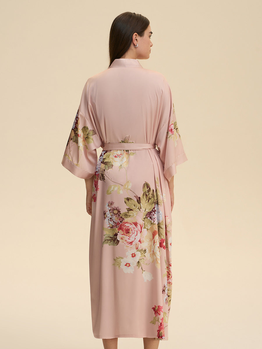 Floral Satin Kimono Robe