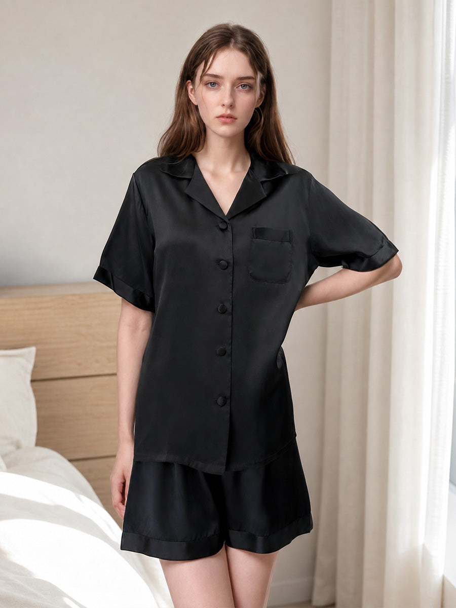 Short Sleeve Button Front Pajama Shorts Set