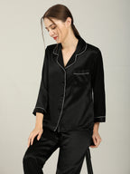 19 Momme Silk Long Sleeve Pajama Set with Contrast Piping