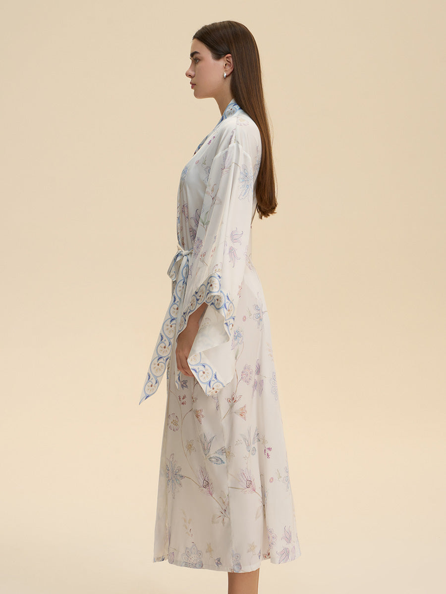 Floral Satin Kimono Robe