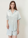 Short Sleeve Button Front Pajama Shorts Set