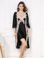 Mulberry Silk Robe and Keyhole Back Slip Dress Set