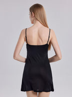 100% Pure Silk Nightgown with Built-in Pads Spaghetti Strap Sleep Dress