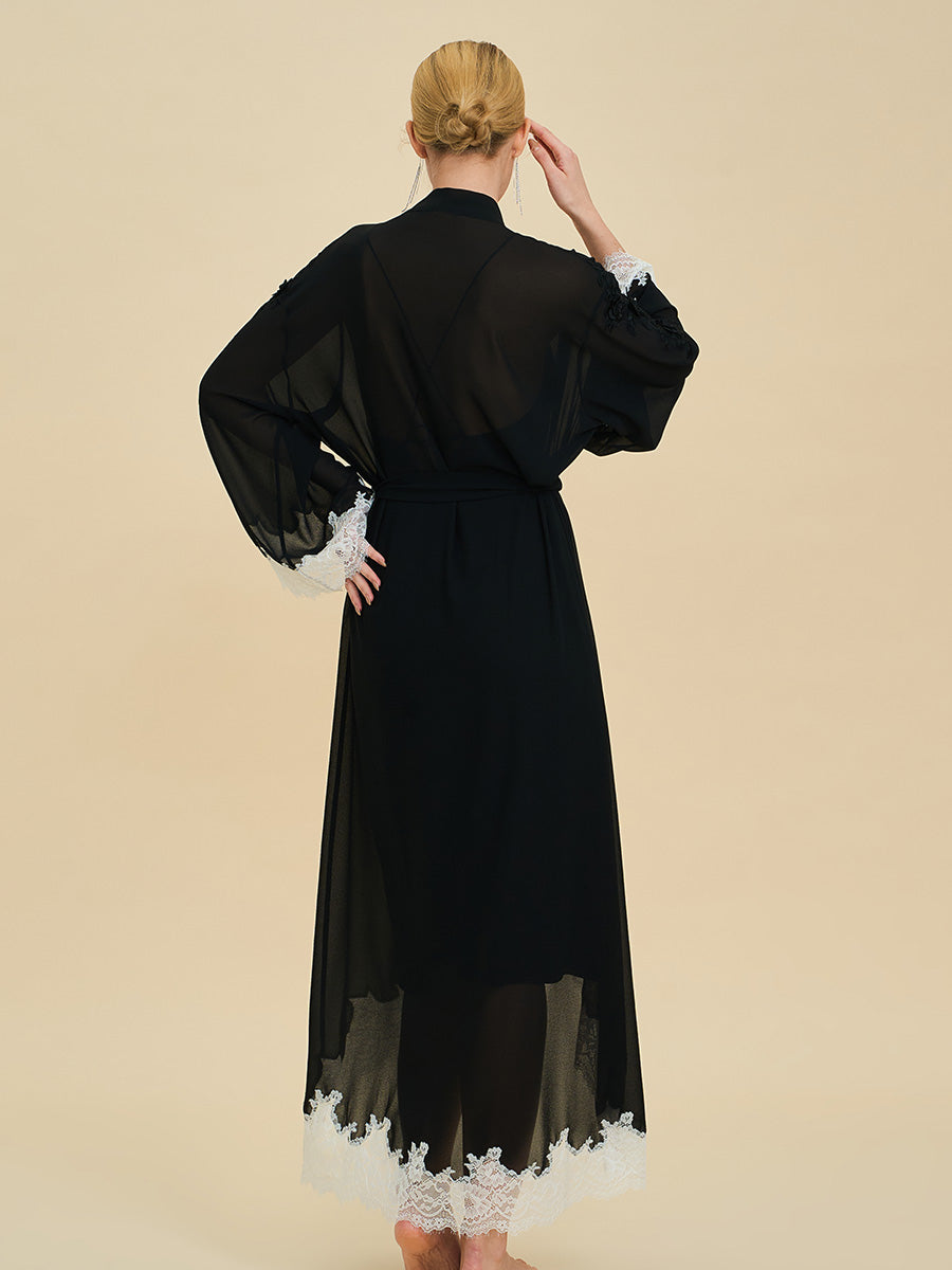 Black Chiffon Maxi Robe