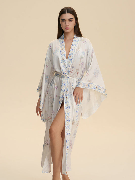 Floral Satin Kimono Robe