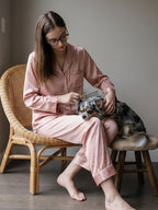 Contrast Piping Long Sleeve Pajama Set
