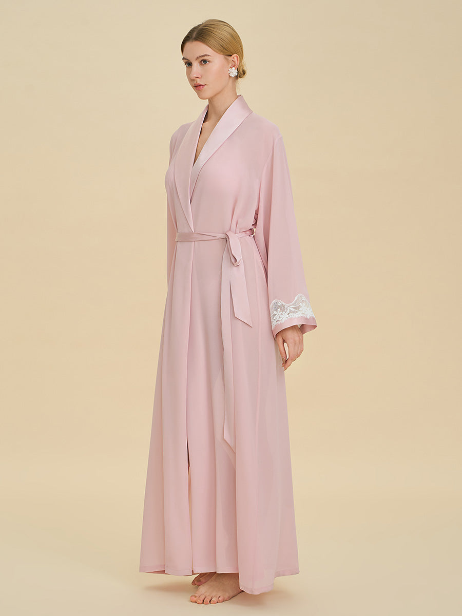 Blush Pink Chiffon Maxi Robe