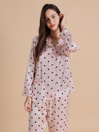 19 Momme Polka Dot Long Sleeve Silk Pajama Set