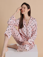 19 Momme Polka Dot Long Sleeve Silk Pajama Set