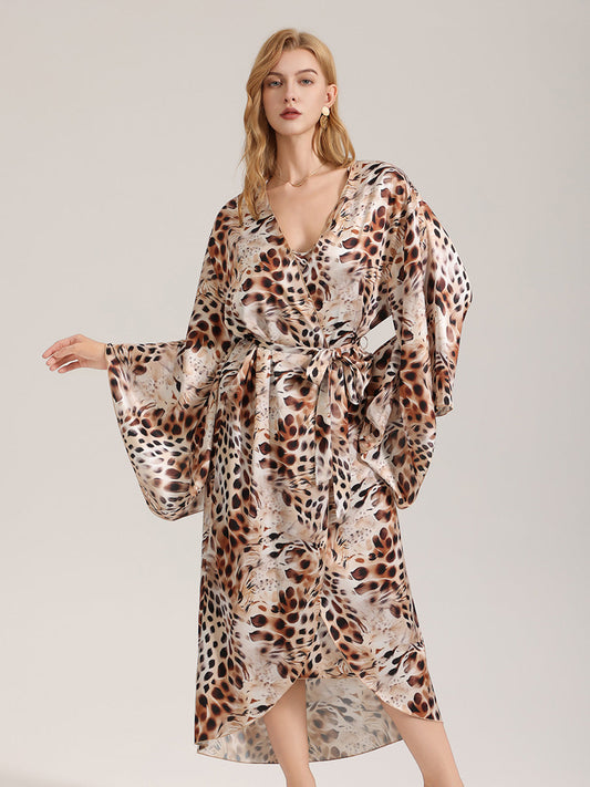 Leopard Print Satin Robe