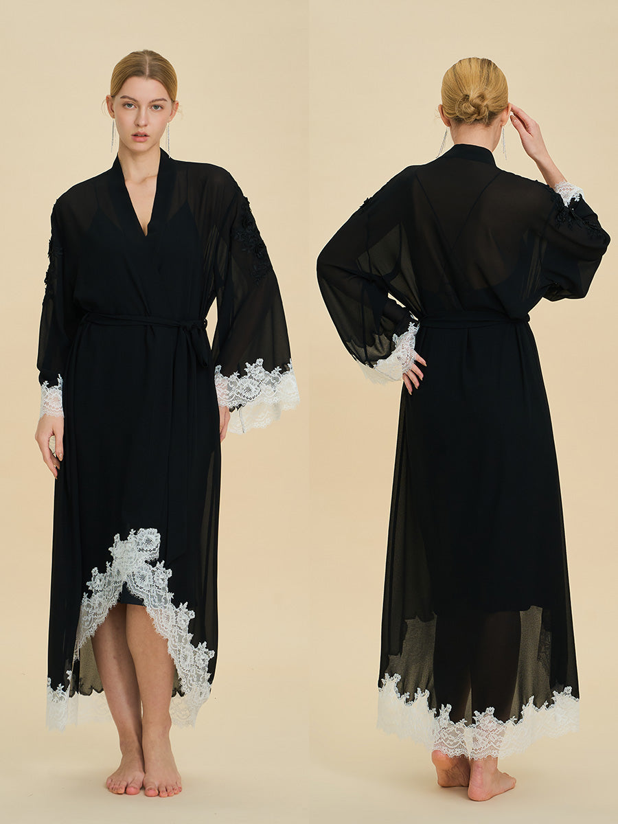 Black Chiffon Maxi Robe