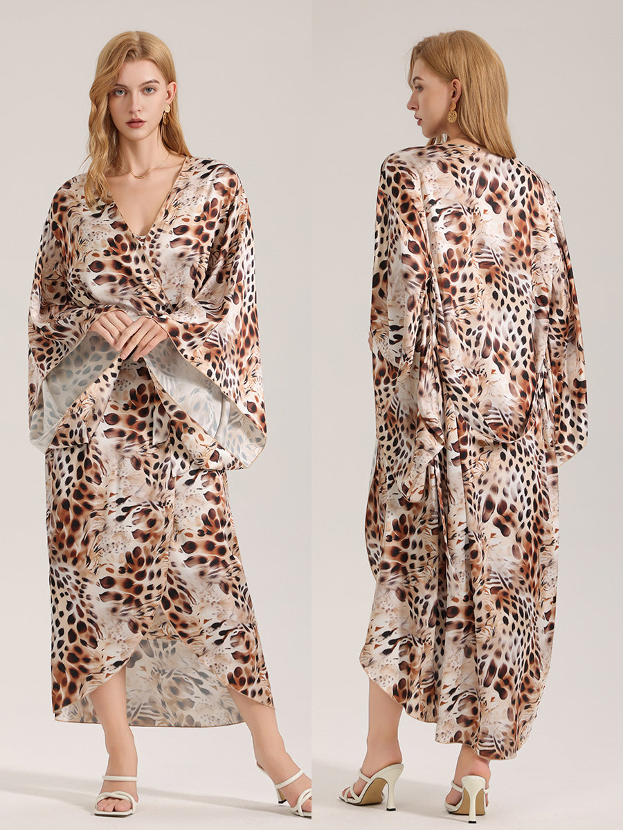 Leopard Print Satin Robe