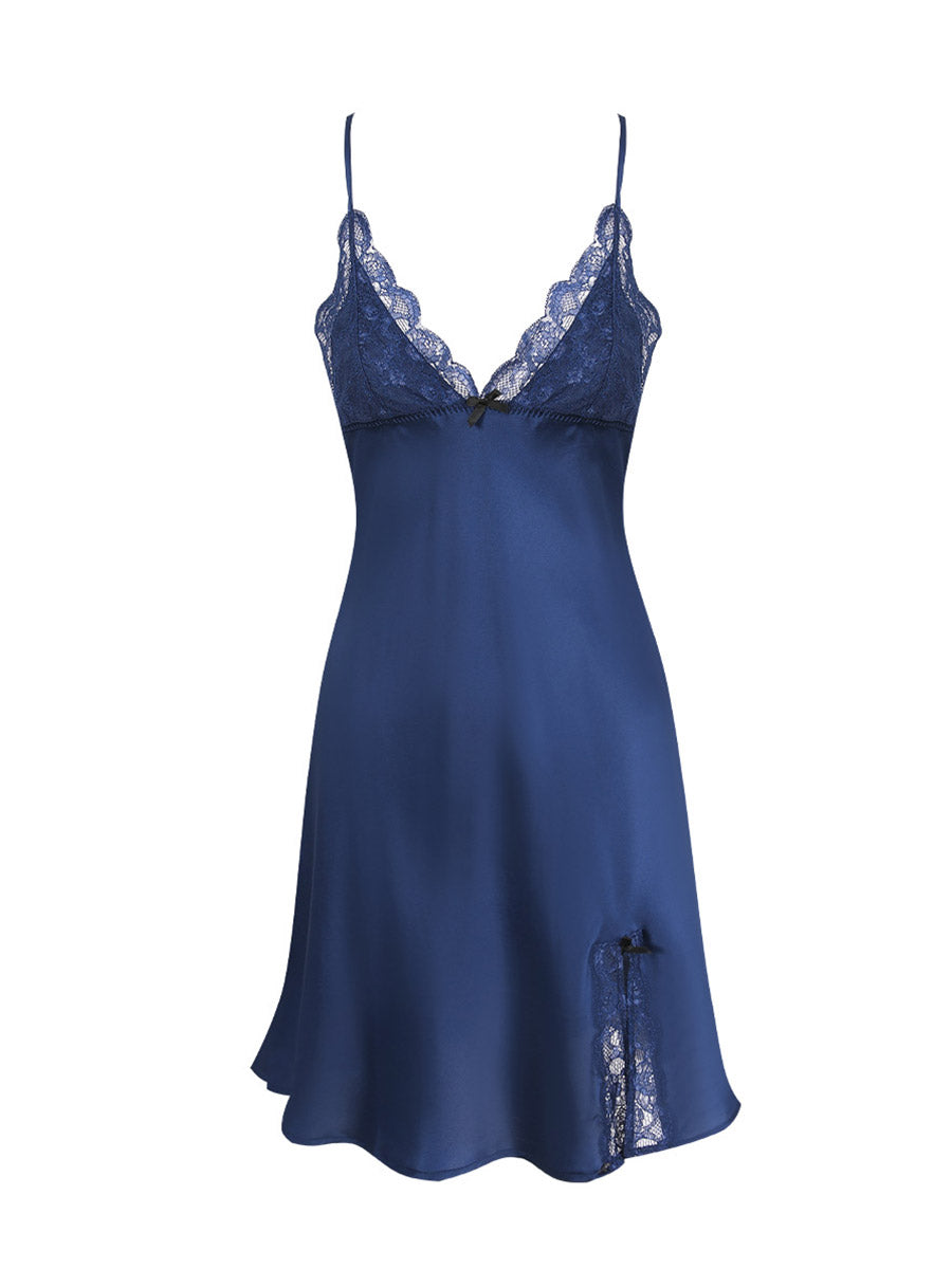 100% Pure Silk Lace V-Neck Cami Nightgown