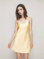 Luxury 100% Mulberry Silk Satin V-Neck Cami Night Dress