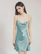 Satin Draped 100% Pure Silk Mini Night Dress
