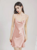 Satin Draped 100% Pure Silk Mini Night Dress