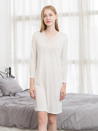 Soft Long Sleeve V-Neck Loungewear Night Dress