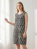 Soft Silk Sleeveless Sleep Dress with Geometric Pattern