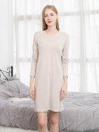 Soft Long Sleeve V-Neck Loungewear Night Dress