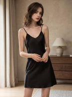 Luxury 100% Mulberry Silk Satin V-Neck Cami Night Dress