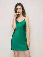 Luxury 100% Mulberry Silk Satin V-Neck Cami Night Dress