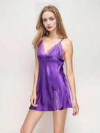 100% Pure Silk Lace V-Neck Cami Nightgown